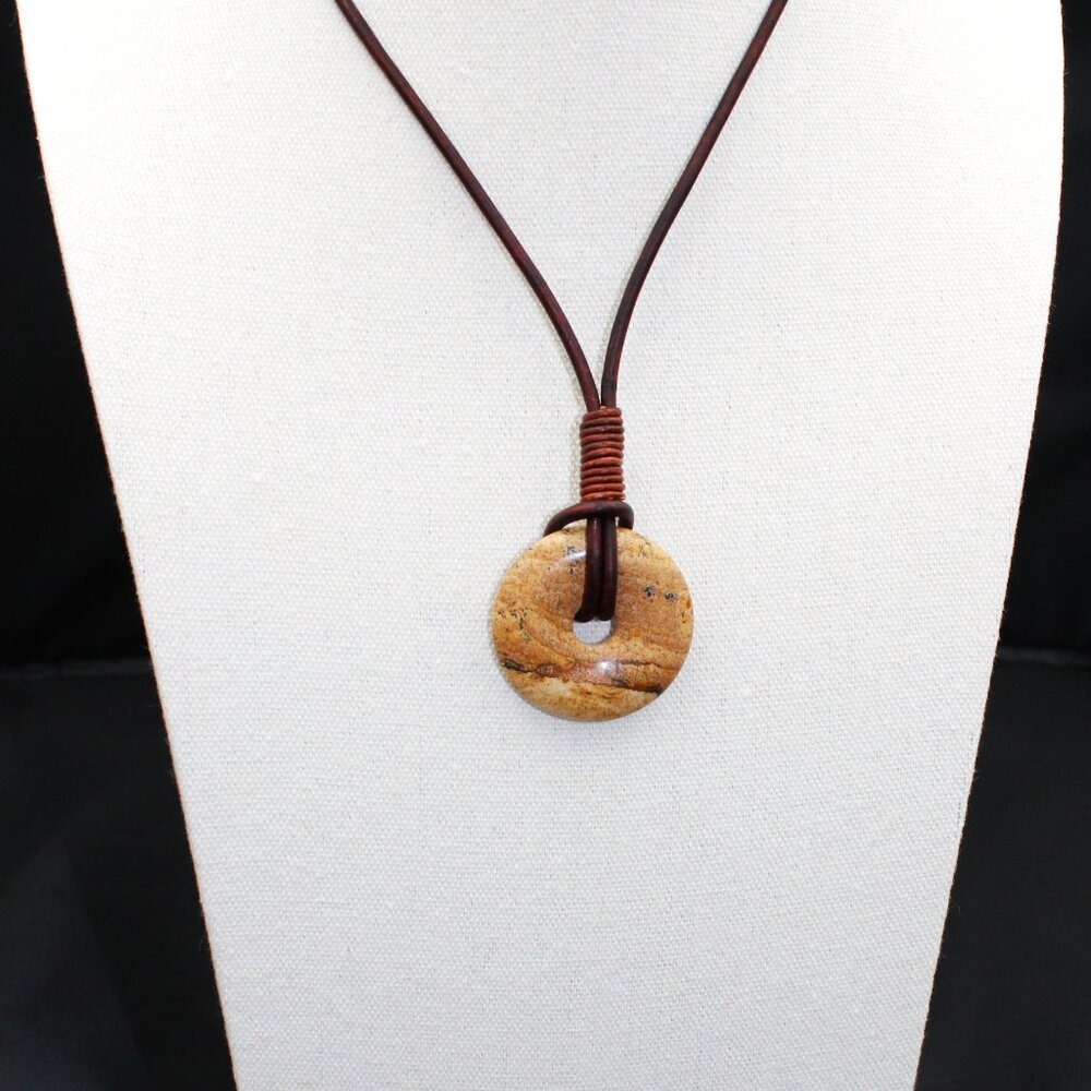 A Beautiful Earthy Sandstone Donut Necklace